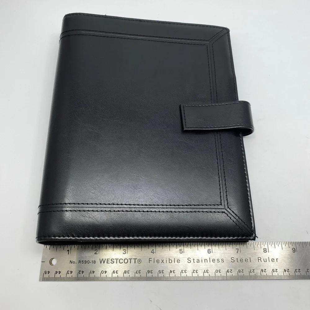 Day-Timer Black‎ Faux Leather 9x7 Personal Planner 7-Ring Binder Organizer Folio